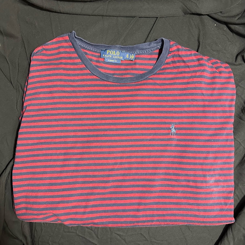 Polo by Ralph Lauren Red and Navy Striped Tee